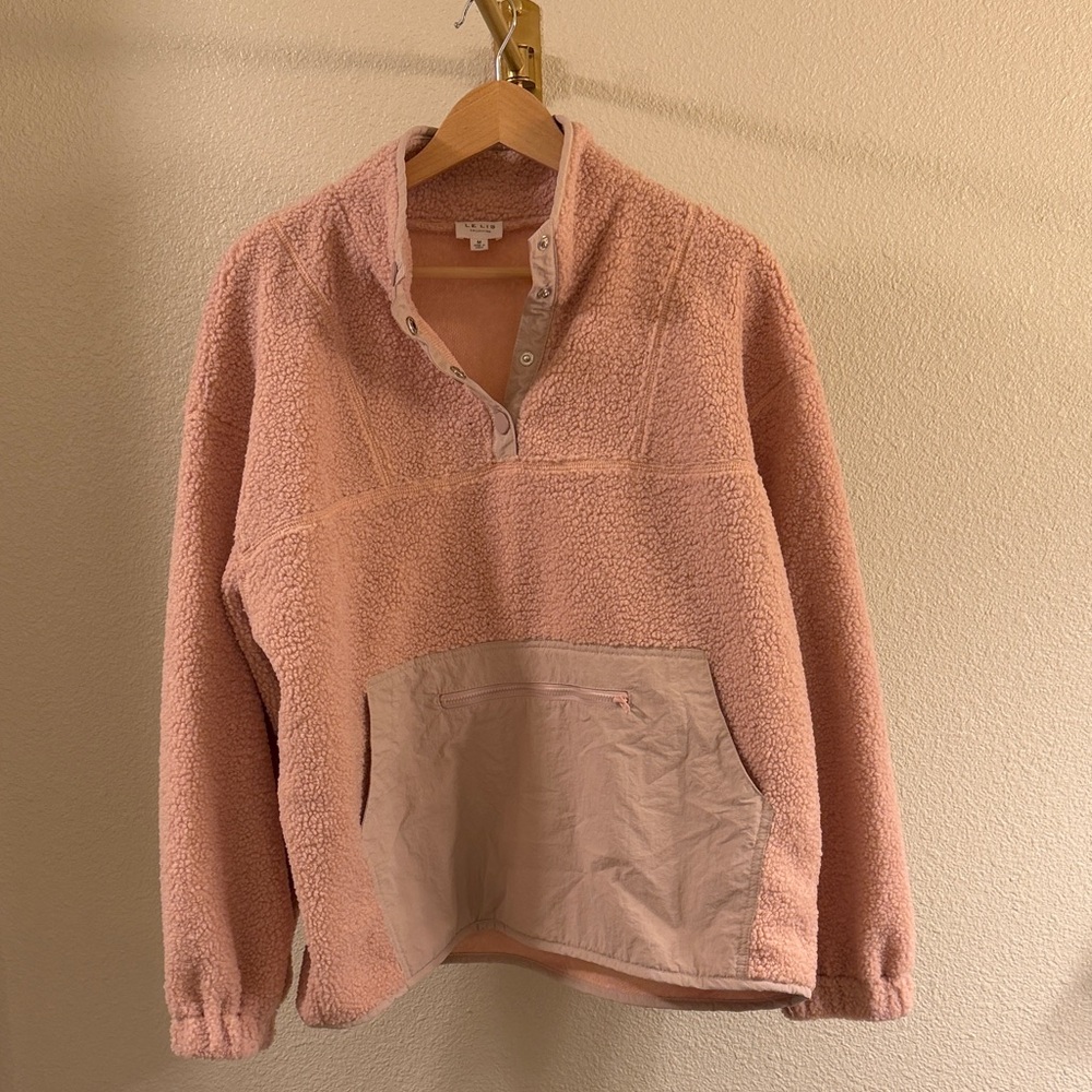 Le Lis Blush Pink Sherpa Snap-Front Pullover